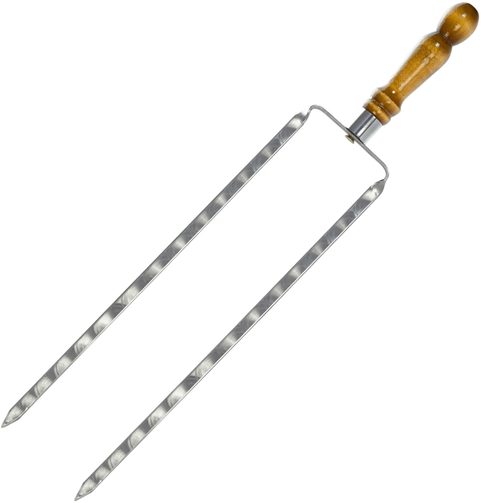 61 cm Doppelspieß Grillspieß Holzgriff Schaschlik Edelstahlspieß Schampura BBQ Bild 1