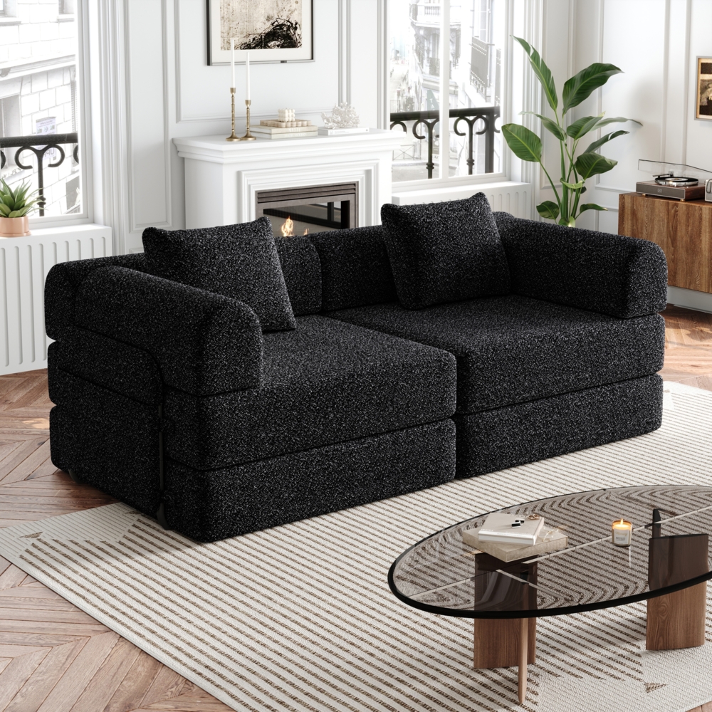 OKWISH Schlafsofa Modernes Chenille-Sofa 2-in-1, mit integriertem Stauraum – mit stabilen Metallrahmen & flexiblem Design für individuelle Raumgestaltung 2 Teile, mit Relaxfunktion Bild 1