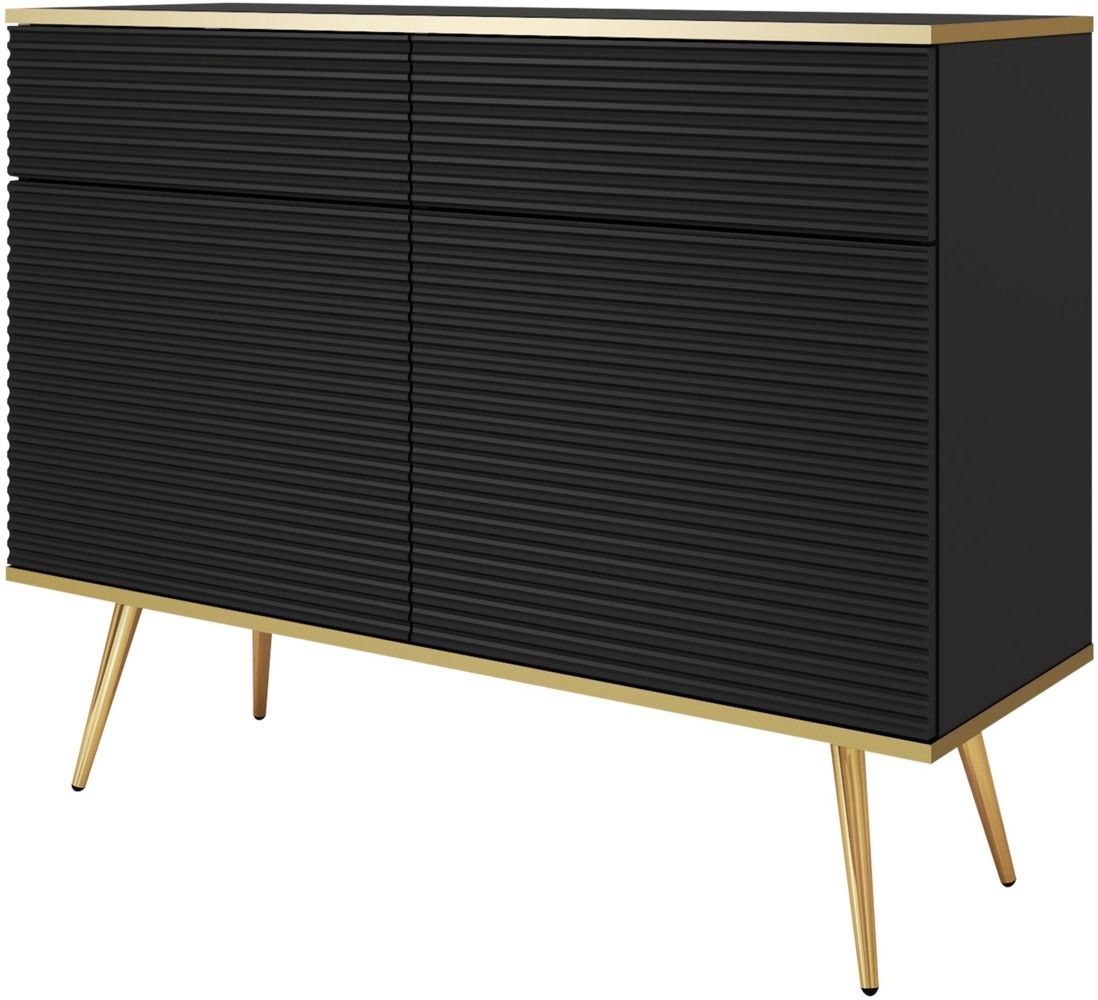 Kommode Orenate MDF KSZ107 (Farbe: Schwarz / Schwarz + Gold) Bild 1