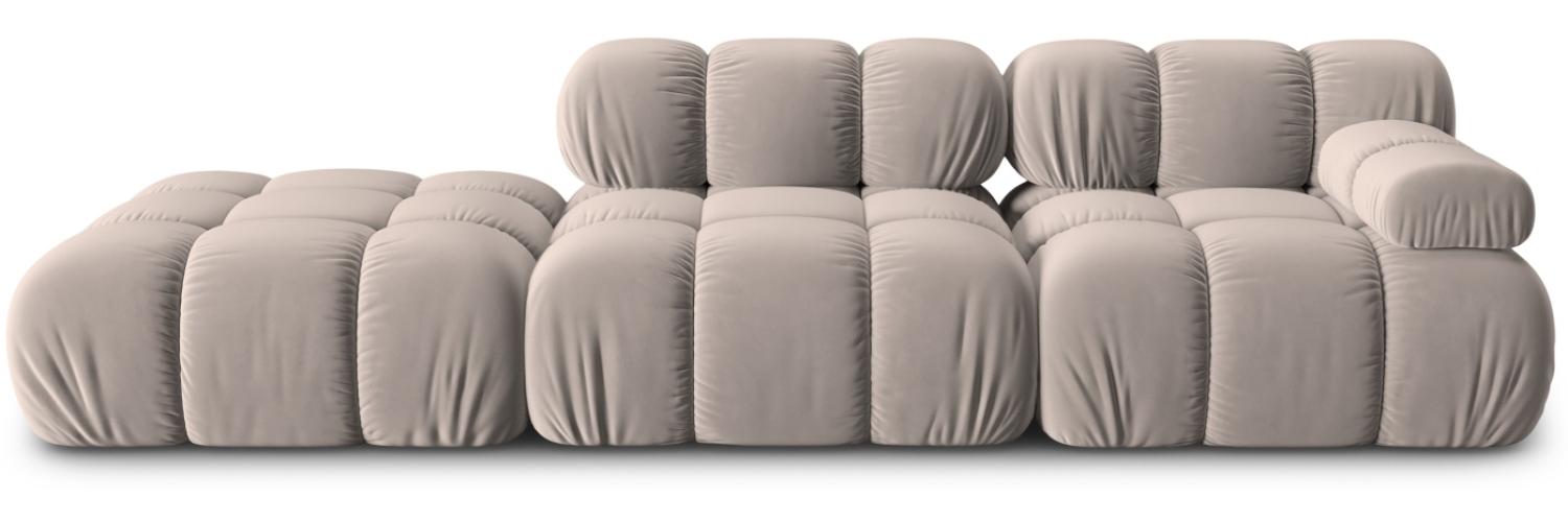 Micadoni Modulares Sofa Bellis 4-Sitzer Links Samtstoff Beige Bild 1