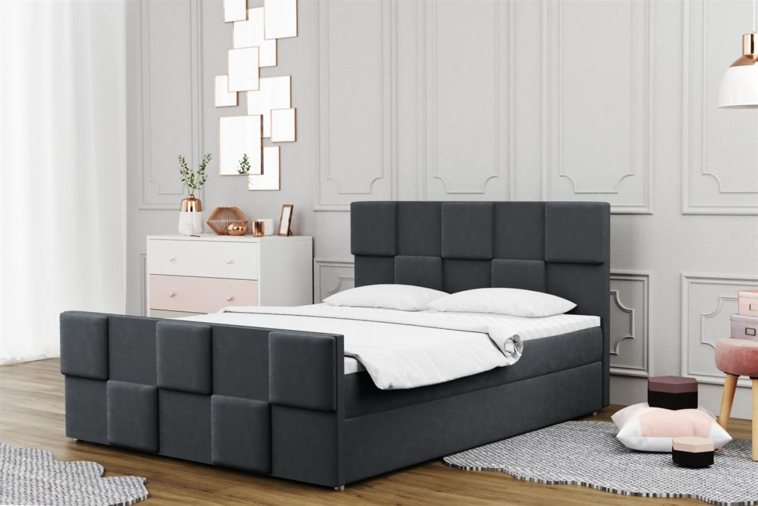 Boxspringbett Schlafzimmerbett MURILO 140x220cm in Stoff Monolith Graphit Bild 1