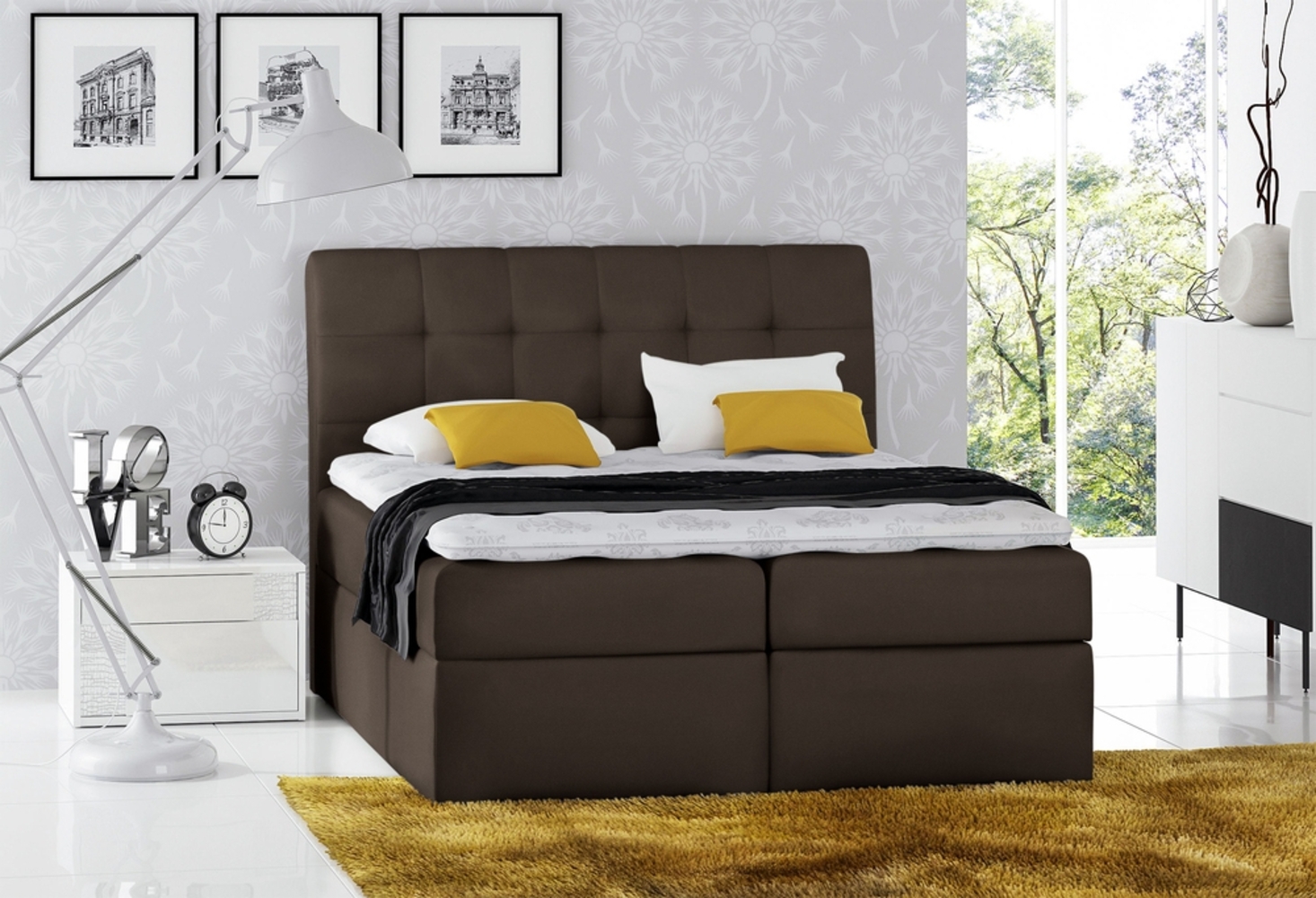 99rooms Bagira Boxspringbett Velours 200 x 200 cm Braun Bild 1