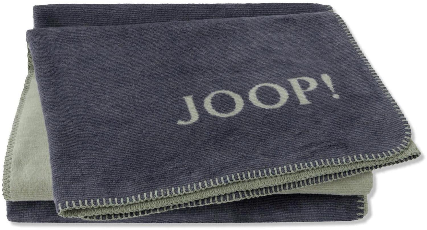 JOOP Wohndecke Melange Doubleface Größe 150x200 cm Navy Olive Bild 1