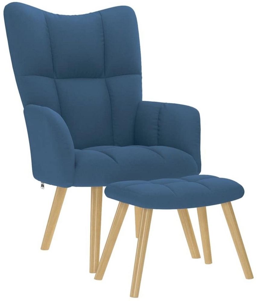 vidaXL Sessel Relaxsessel mit Hocker Blau Stoff (1-St) Bild 1