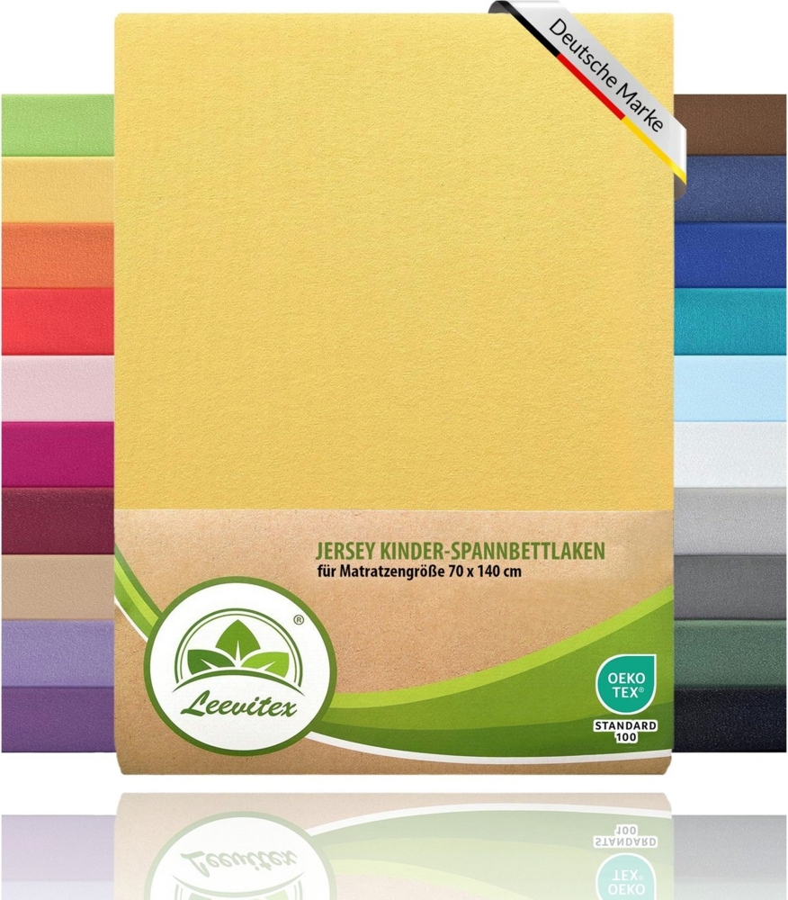 leevitex® Spannbettlaken Spannbettlaken Kinder Spannbettlaken Premium 170 g/m², Gummizug: Rundumgummizug, (1 Stück), schwer & blickdicht, 100% Baumwolle, 70 x 140 cm Bild 1