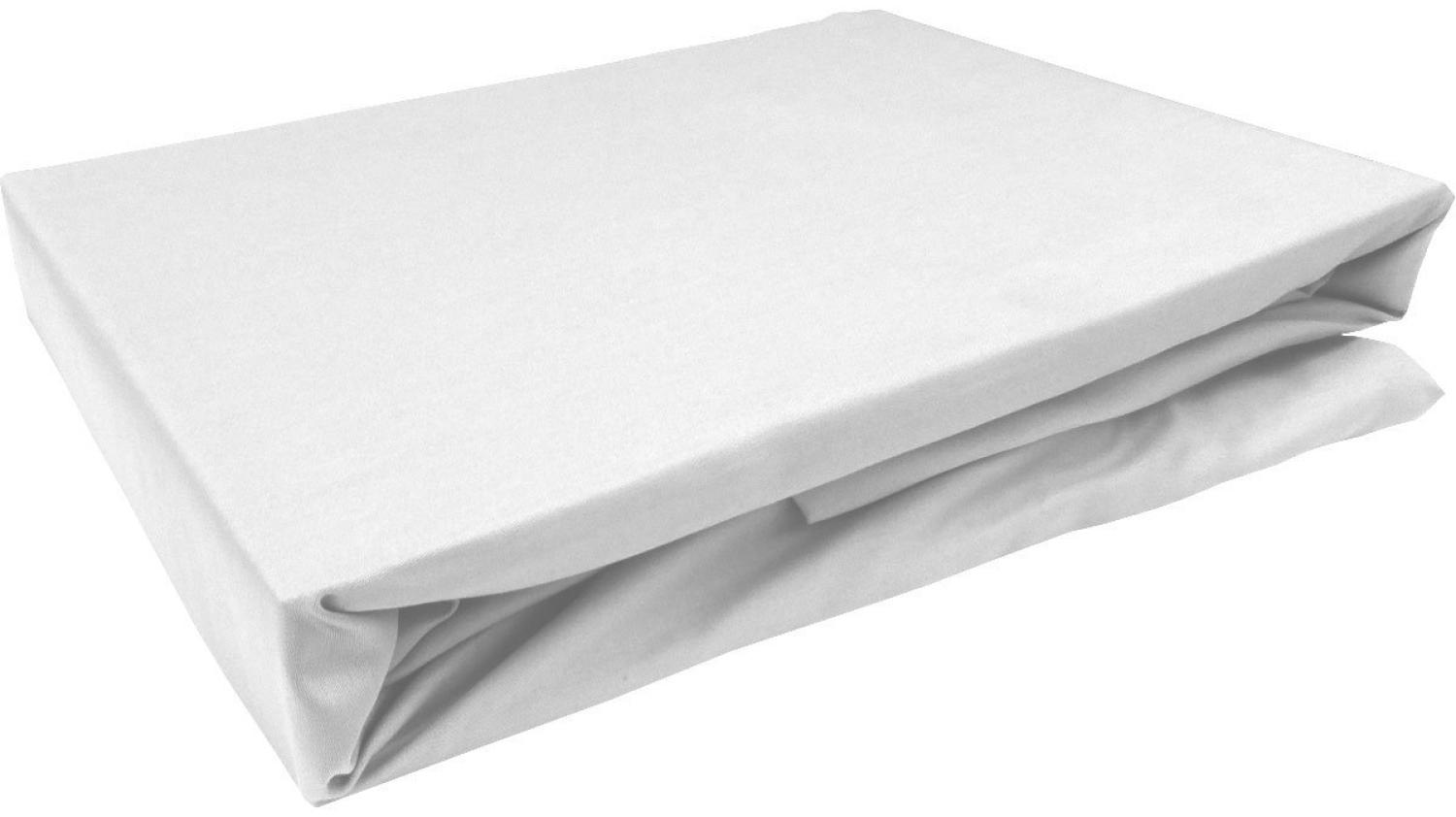 Bettwaesche-mit-Stil Mako-Satin Spannbettlaken weiß 200x220cm Bild 1