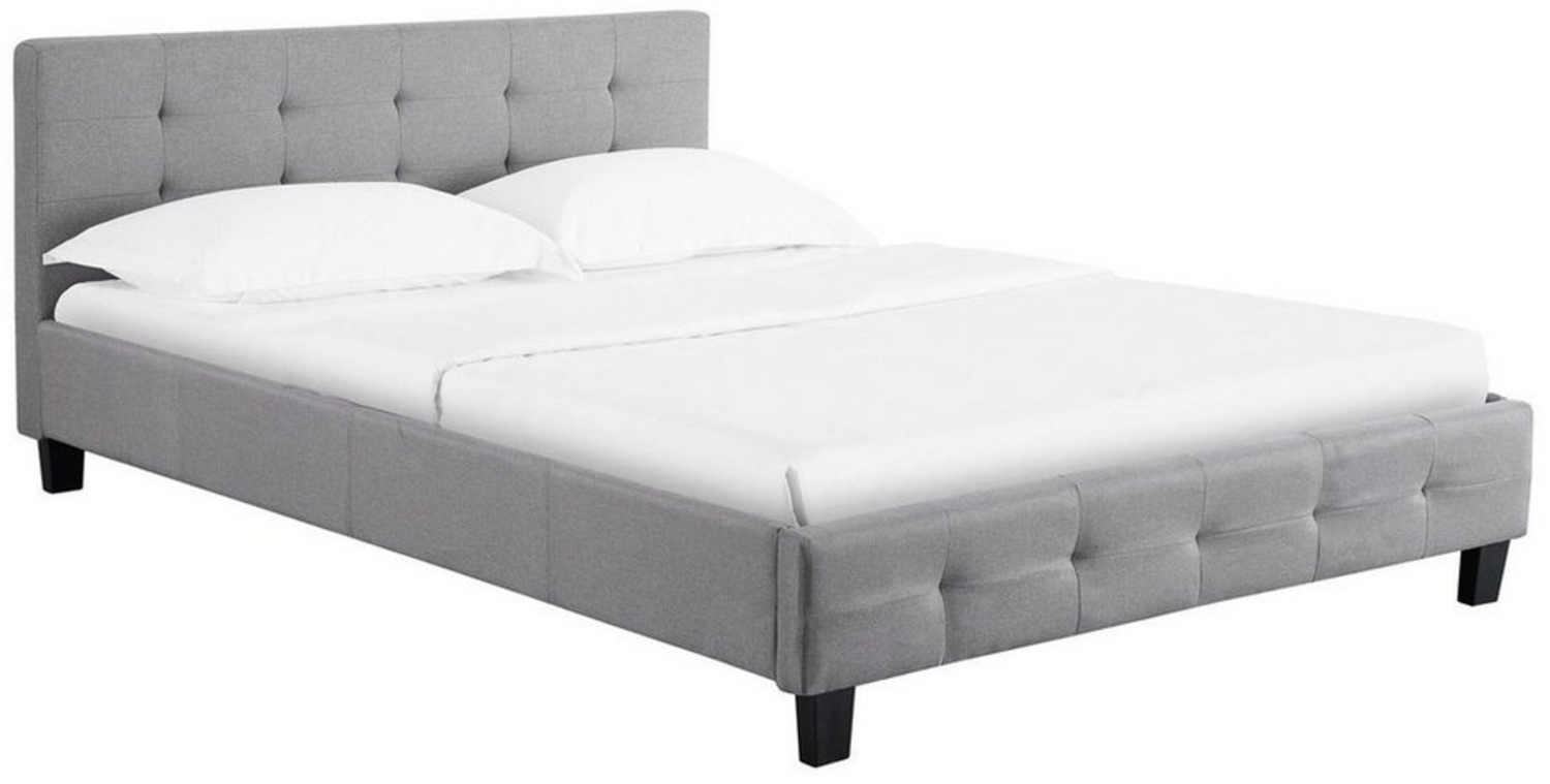 CARO-Möbel Polsterbett Iowa Bettgestell 140x200 cm Doppelbett Designbett inklusive Lattenrost Textilbezug in grau Bild 1