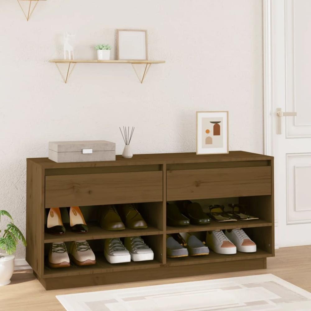 vidaXL Schuhregal Honigbraun 110x34x52 cm Massivholz Kiefer 814447 Bild 1