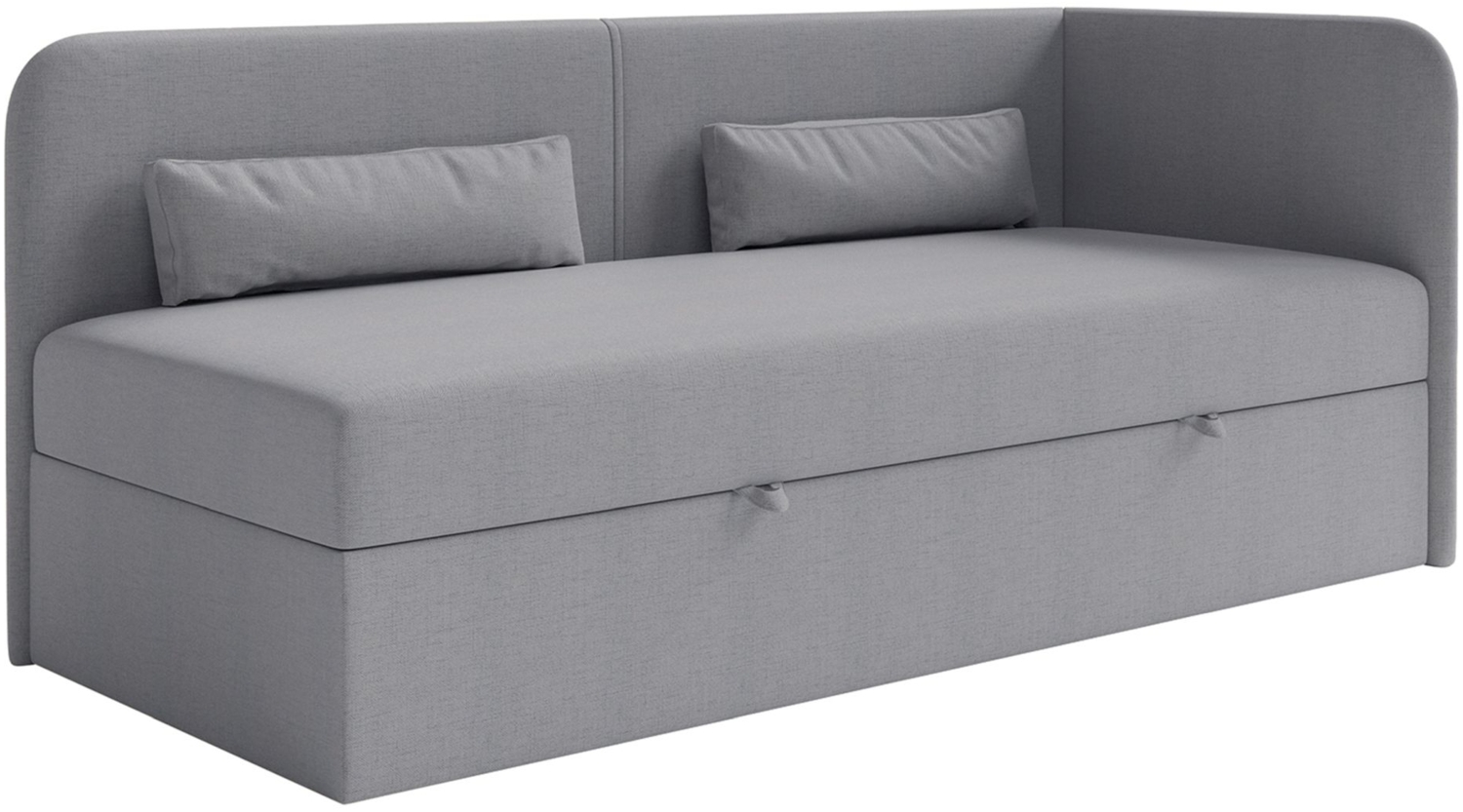 Selsey 'Calmmo' Jugendbett 90x200 mit Bettkasten, Chenille-Bezug, Kopfteil rechts, Dunkelgrau Bild 1