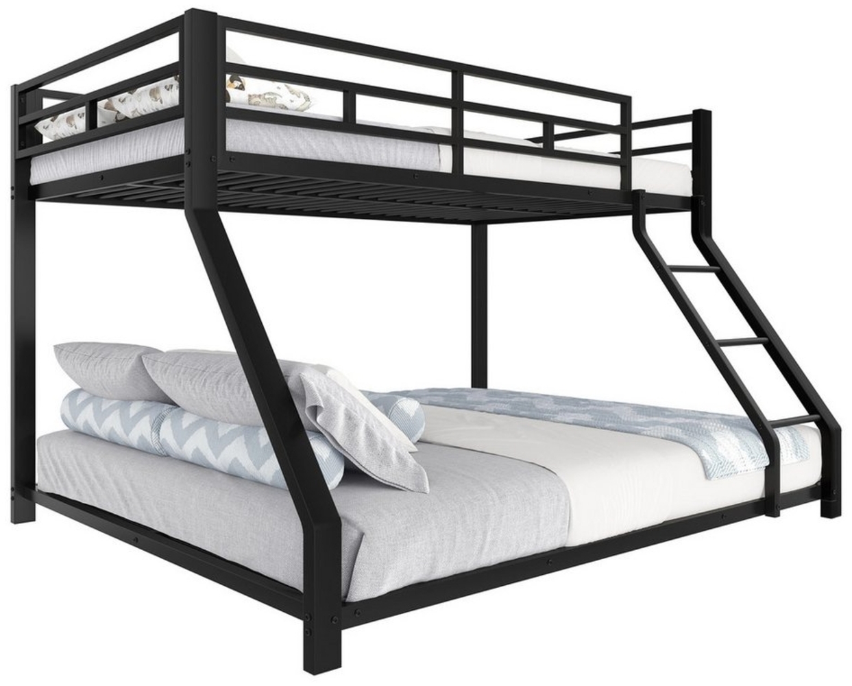 Odikalo Etagenbett Doppelbett Metallbett Kinderbett Geländer Leiter Fallschutz 90/140x200 Bild 1