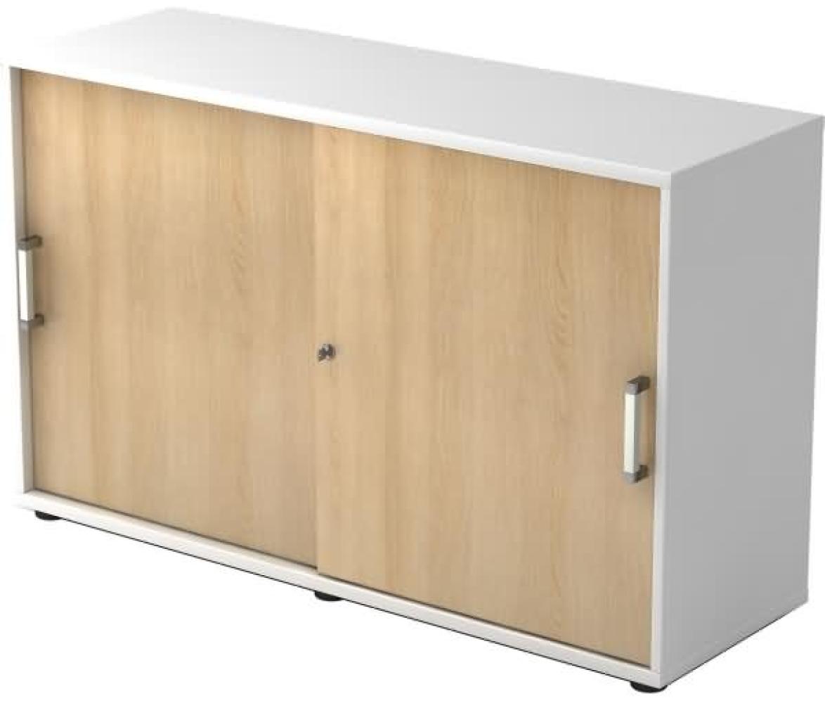 Schiebetürschrank 2OH 120cm CE Weiß / Eiche Bild 1