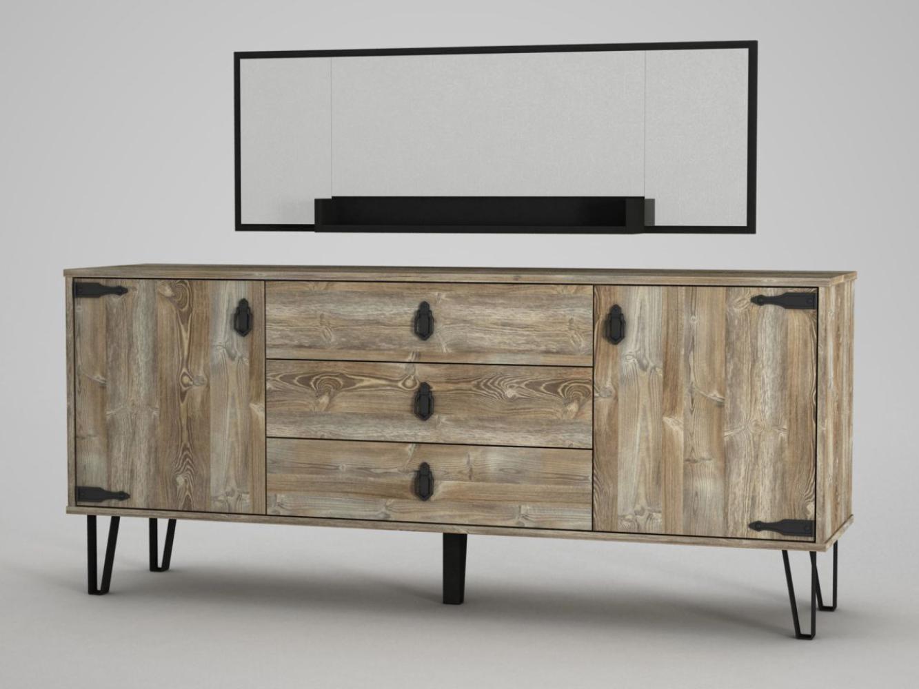 Sideboard Costa mit Spiegel Eiche Bild 1