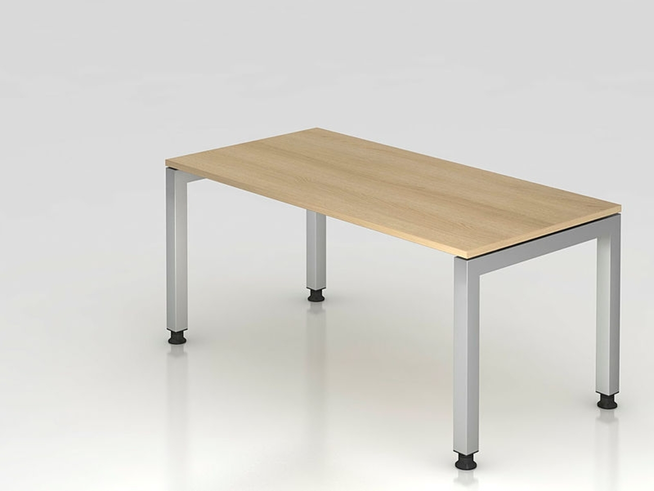 Schreibtisch JS16 U-Fuß / 4-Fuß eckig 160x80cm Eiche Gestellfarbe: Silber Bild 1