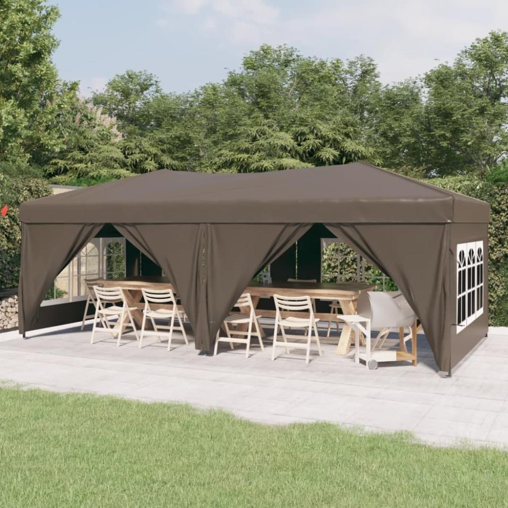 vidaXL Partyzelt Faltbar mit Seitenwänden Taupe 3x6 m 93547 Bild 1