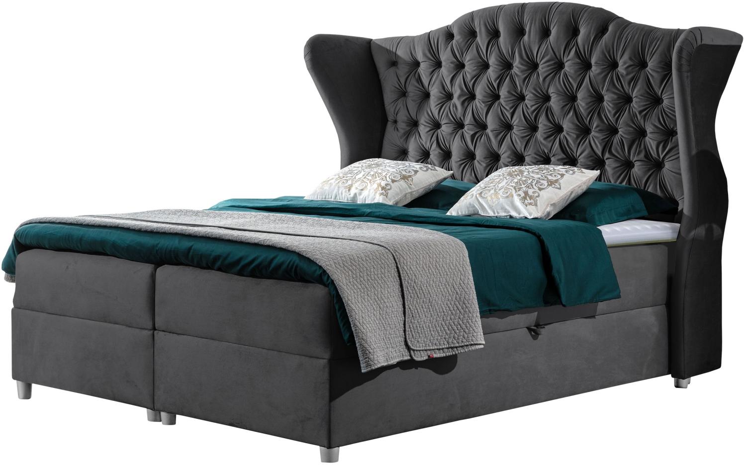 Boxspringbett Caltha, grau, 160 x 200 cm Bild 1