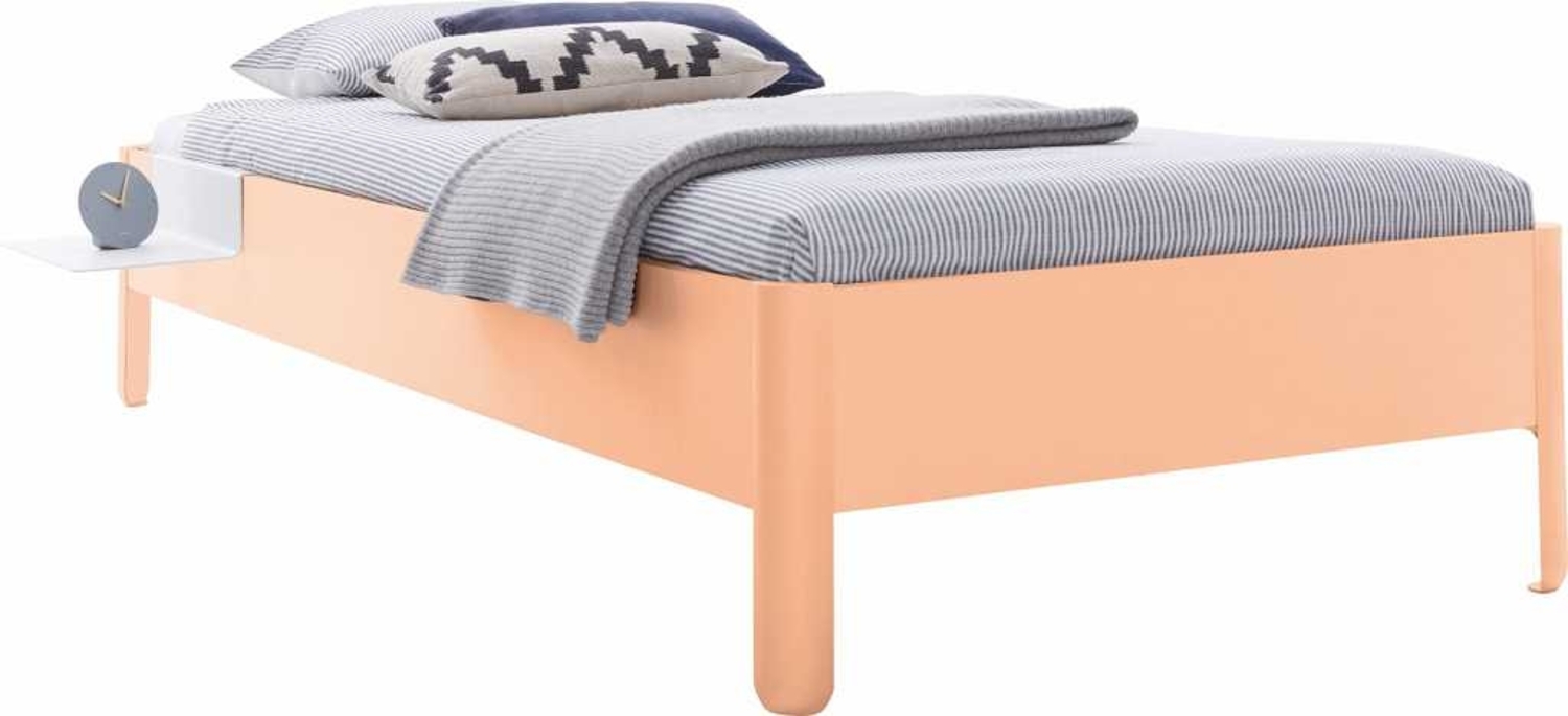 NAIT Einzelbett farbig lackiert 90 x 220cm Ohne Kopfteil Mildorange Bild 1