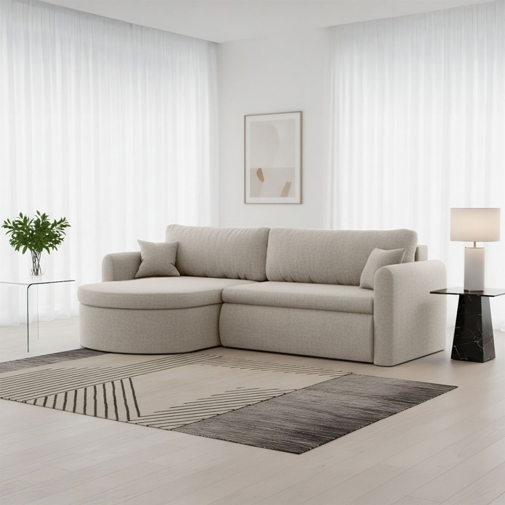 Ecksofa Schlafsofa FELIZ Stoff Faro Beige Ottomane Links Bild 1
