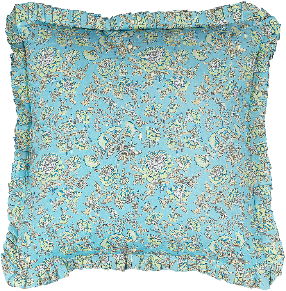 Kissen 2er Set Blumenmuster AMOENA Baumwolle 45 x 45 cm Blau Bild 1