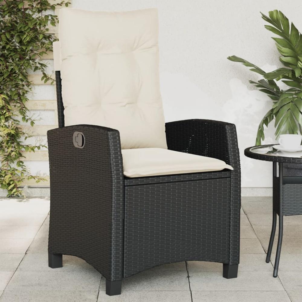 vidaXL Gartensessel Verstellbar mit Kissen Schwarz Poly Rattan 365208 Bild 1