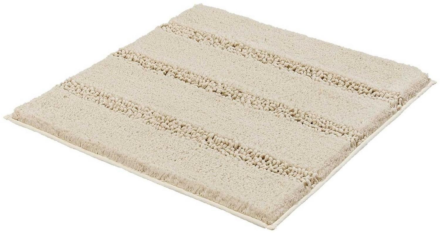 Badematte MONROVIA, 60 x 60 cm, Beige, Gestreift, Höhe 23 mm, rutschhemmend beschichtet, fußbodenheizungsgeeignet, Polyester, rechteckig Bild 1