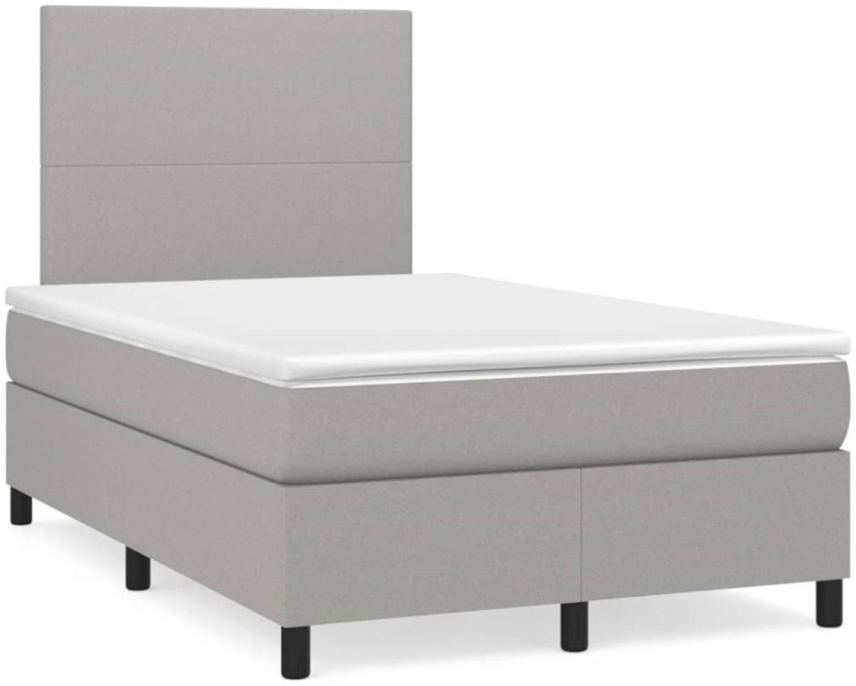 vidaXL Boxspringbett mit Matratze & LED Hellgrau 120x190 cm Stoff 3270183 Bild 1