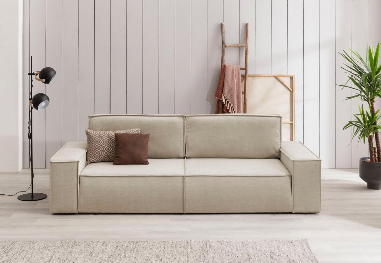 Home affaire 3-Sitzer SHERWOOD Schlafsofa (257cm) Cord, Samtvelours, Vintage-Lederoptik, Schlaffunktion mit Bettkasten (ca. 136/200cm) Bild 1