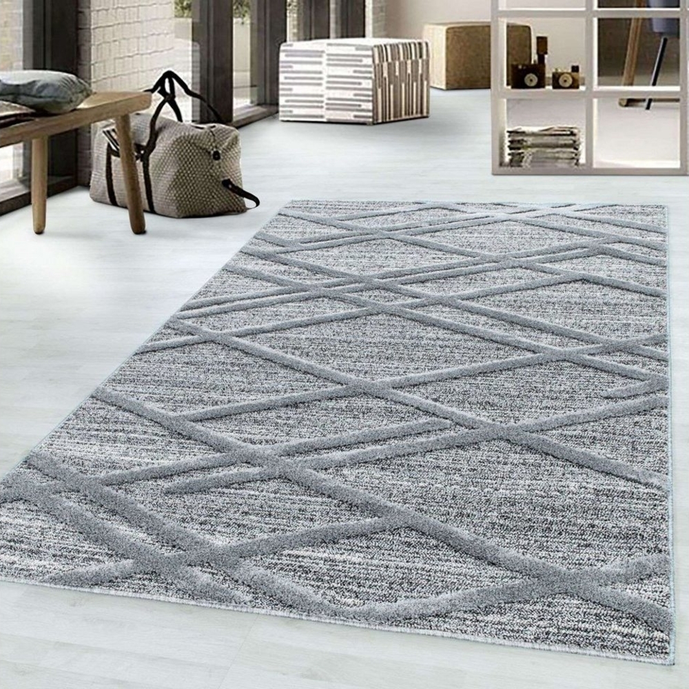 TaraCarpet Designteppich Designerteppich Tokio hoch-tief Struktur Wellen grau, rechteckig, Höhe: 20 mm, moderner scandi boho Welle grau Wohnzimmer Schlafzimmer Flur 240x340 Bild 1