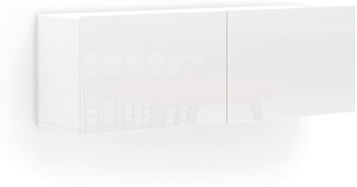 Dmora Hängeschrank Ostrense, Oberschrank, Wandschrank, Multifunktionaler Zusatzschrank, Made in Italy, 113x39h37 cm, Glänzendes Weiß Bild 1