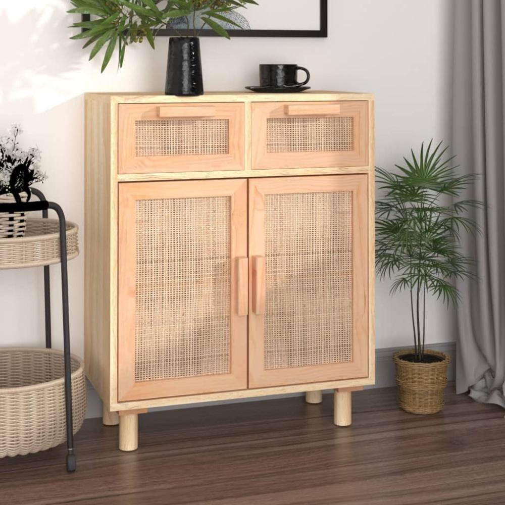 vidaXL Sideboard Braun 60x30x75 cm Massivholz Kiefer und Natur-Rattan 345638 Bild 1