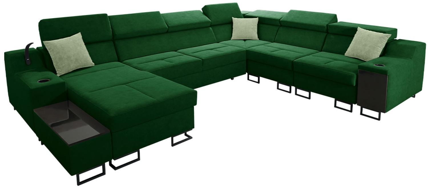 Ecksofa Nadadu VIII mit Schlaffunktion, Bettkasten, einstellbaren Kopfstützen, Lampe mit USB-Anschluss, Barfach (Uttario Velvet 2951 + Uttario Velvet 2954, Seite: Links) Bild 1