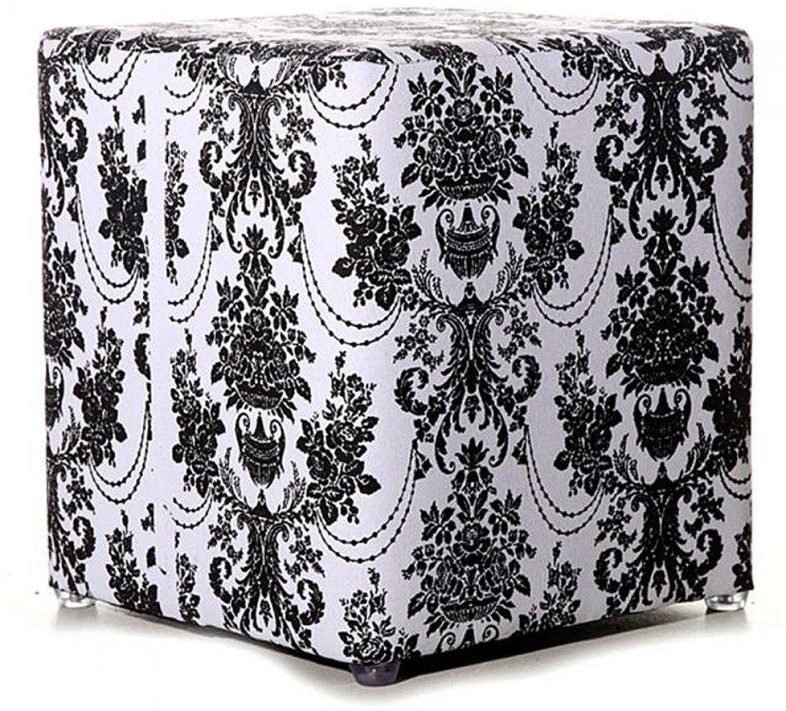 SITZHOCKER CLUBHOCKER SITZWÜRFEL Royal STOFF HOCKER MIT ORNAMENTEN 34x31x31cm Bild 1