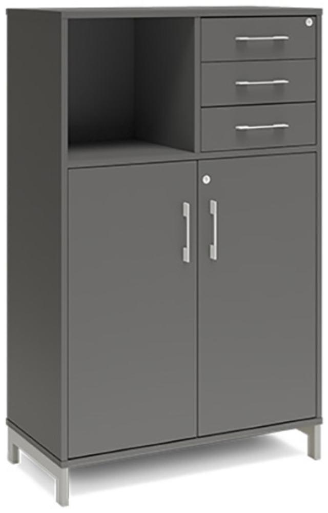 Büroschrank DNA 800x1275 mm Anthrazit/Weiß Schubladenmodul 3A4/2A4 Bild 1