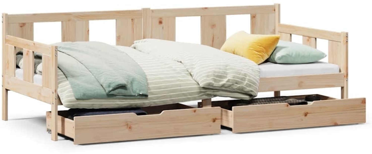 vidaXL Tagesbett mit Schubladen 90x200 cm Massivholz Kiefer 3302108 Bild 1