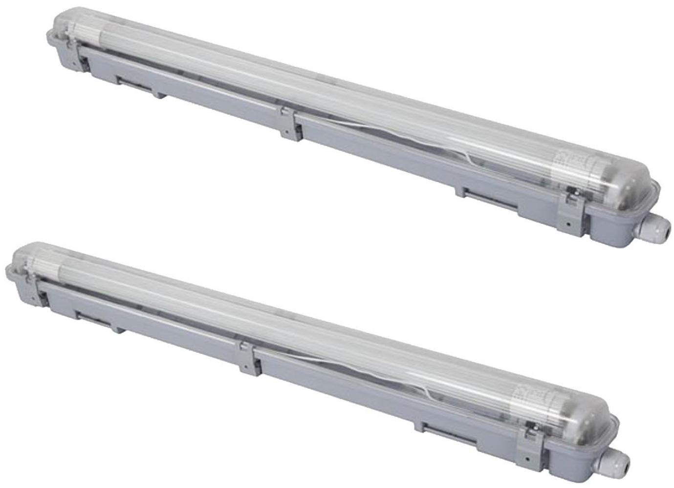 2er Set wasserdichte T8 LED Deckenleuchten 65,5cm für Keller, Garage & Hobbyraum Bild 1