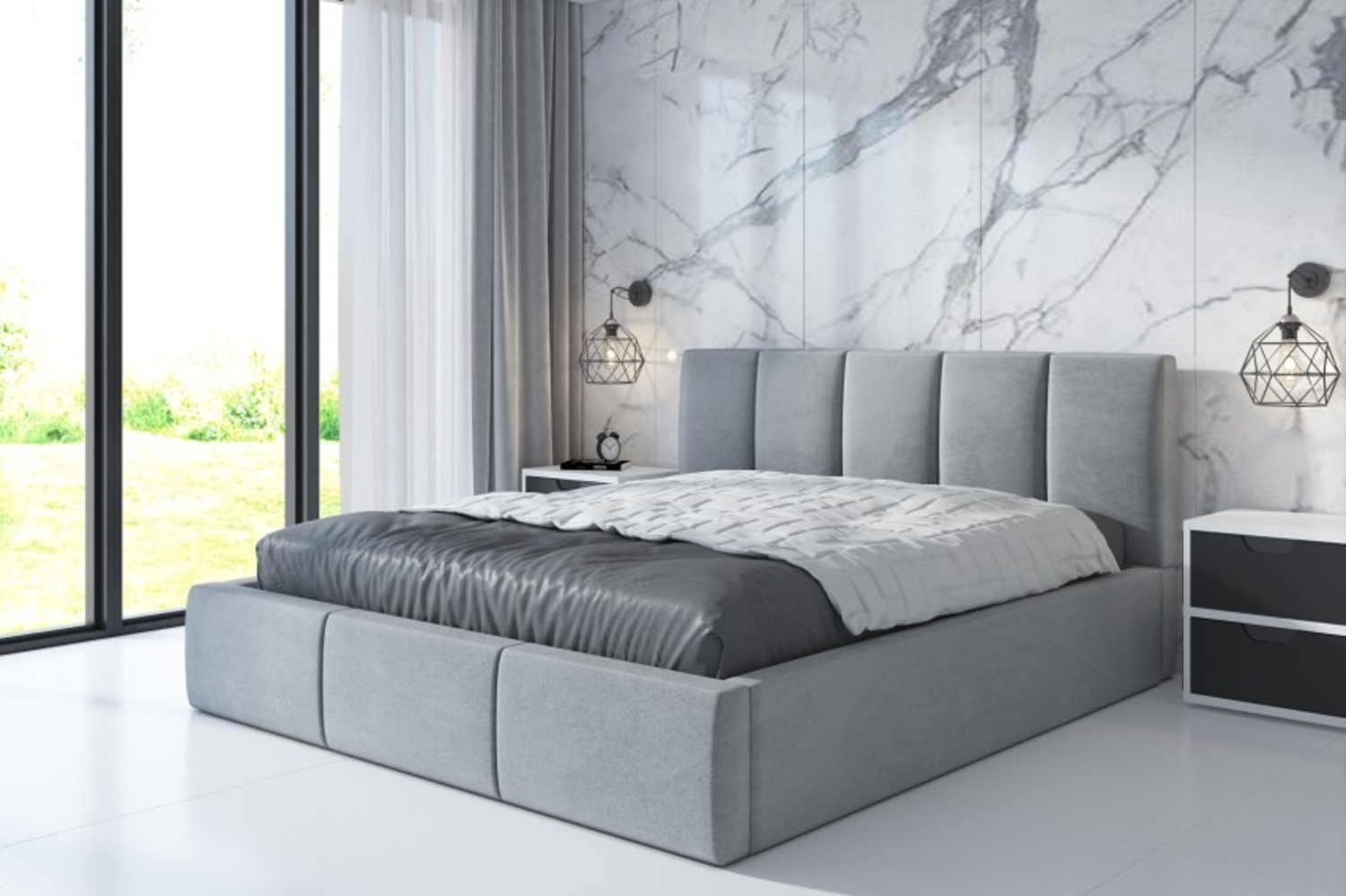 Polsterbett KENET-OM 160x200 mit Bettkasten und Lattenrost. Farbe: Silber 15 Bild 1