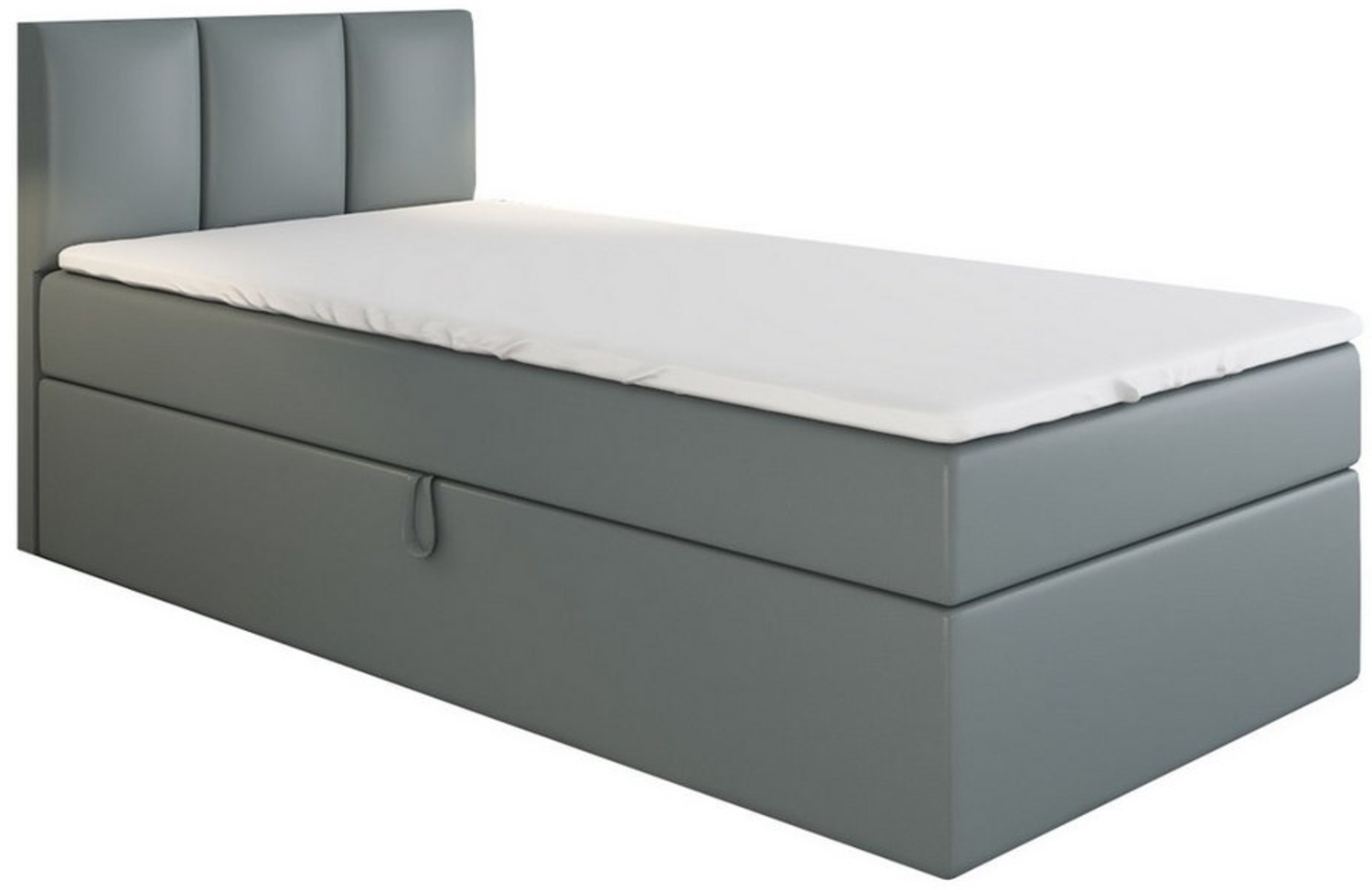 A&J MöbelLand GmbH Boxspringbett Einzelbett NASI mit Bettkasten, Topper und gepolstertem Kopfteil. (Boxspringbett mit Bettkasten und gepolstertem Kopfteil. Gratis Topper – nur jetzt erhältlich!, Kostenlose Lieferung! TOP ANGEBOT), Länge 208 cm Höhe 106 cm Bild 1