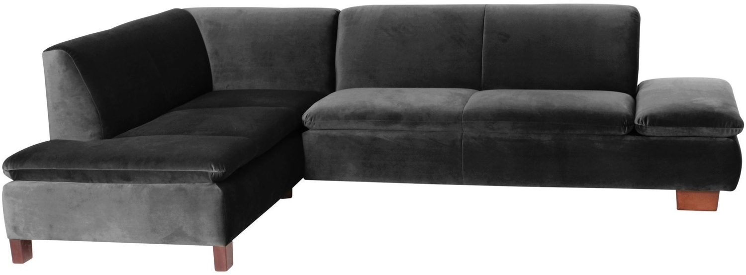 Ecksofa mit Ottomane links Kaye Bezug Samtvelours Buche nussbaum dunkel / schwarz 23095 Bild 1