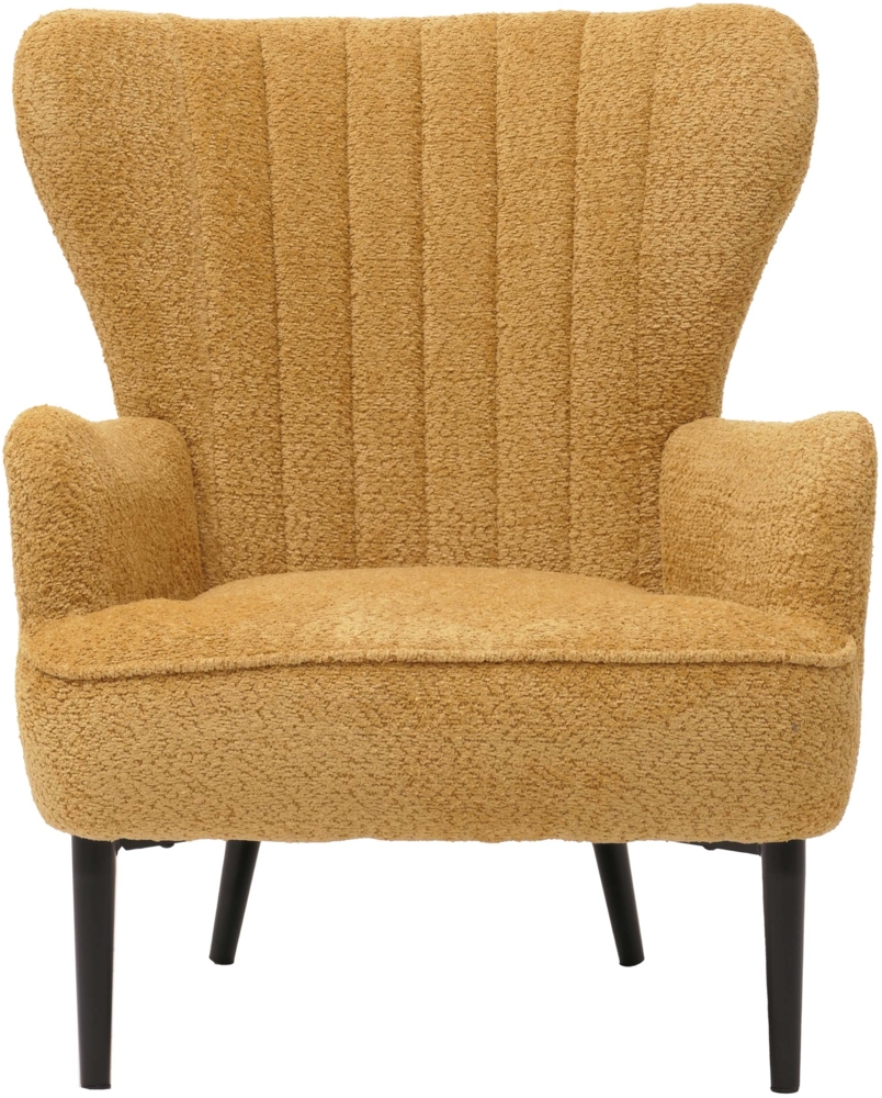 Lounge-Sessel HWC-K37, Cocktail-/Ohrensessel Polsterstuhl Retro Vintage Stoff Chenille (500g/m²) Öko-Tex ~ gelb Bild 1