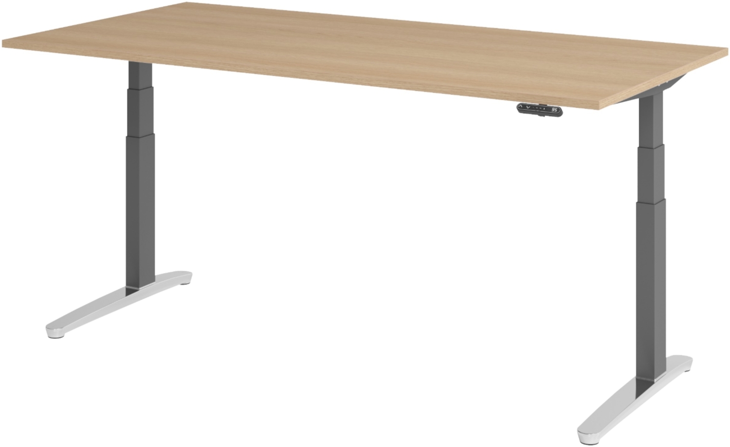 bümö elektrisch höhenverstellbarer Schreibtisch 200x100 cm mit Memory-Steuerung - Design Schreibtisch höhenverstellbar elektrisch, elektrischer Schreibtisch Eiche, Gestell graphit/alu, XBHM2E-E-GC Bild 1