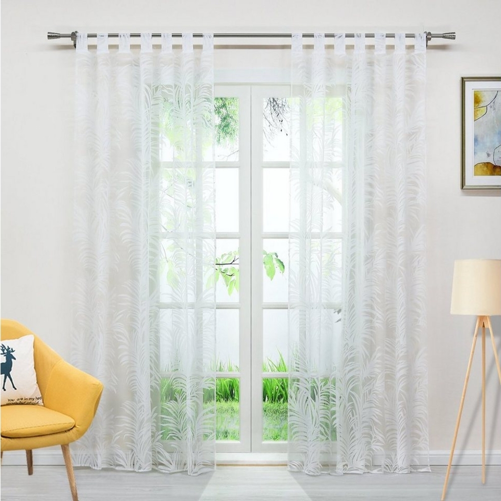 Joyswahl Gardine, Schlaufen (1 St), Voile Ausbrenner mit Blätter Muster Bild 1