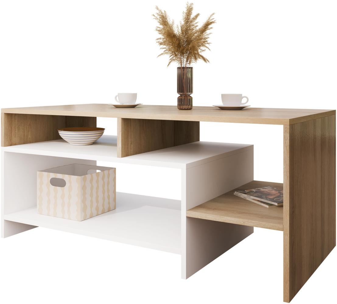 Couchtisch Alva, Weiß / Grande Oak, 120x53x60cm Bild 1