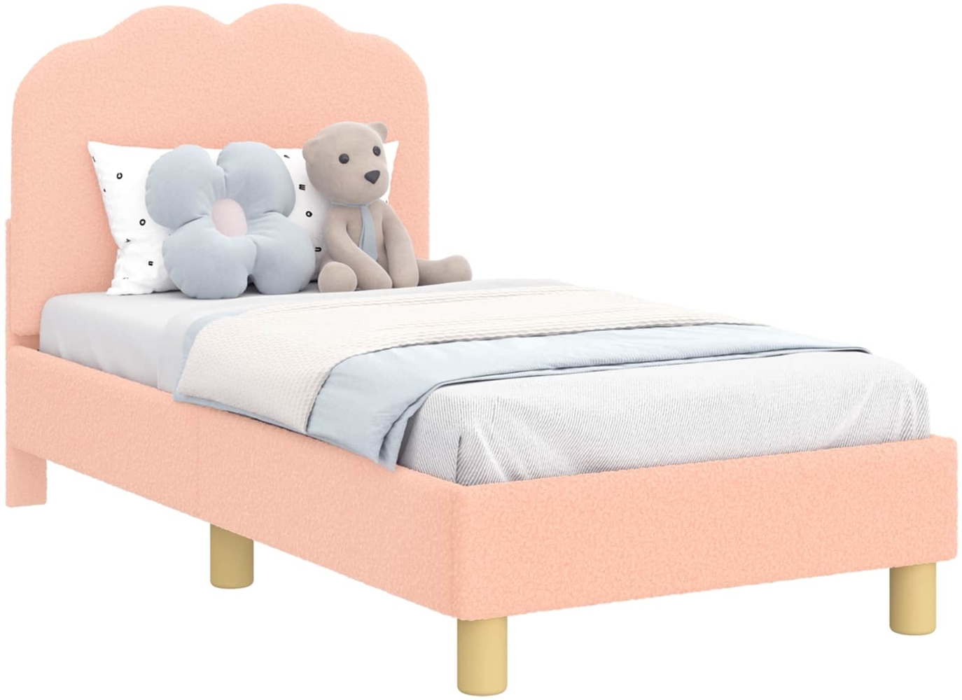 vidaXL Kinderbettgestell mit Kopfteil Rosa 70x140 cm Schafstoff 42010965 Bild 1