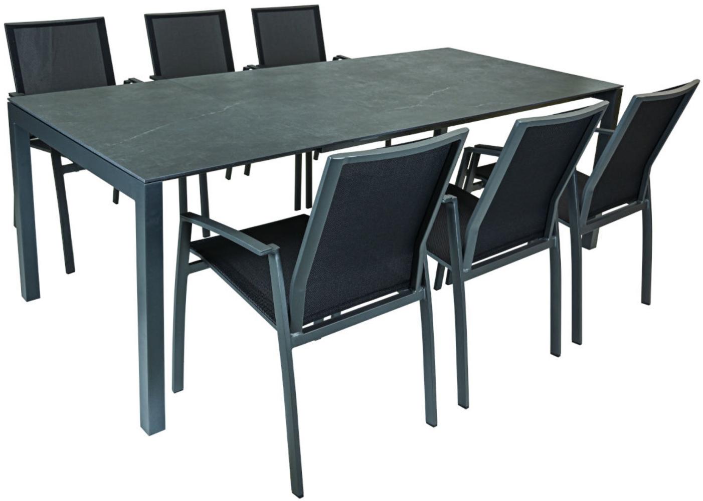 SIT Mobilia 7-tlg Sitzgruppe Etna/Argentina Alu anthrazit/Dekton/schwarz 160/220x95 Bild 1