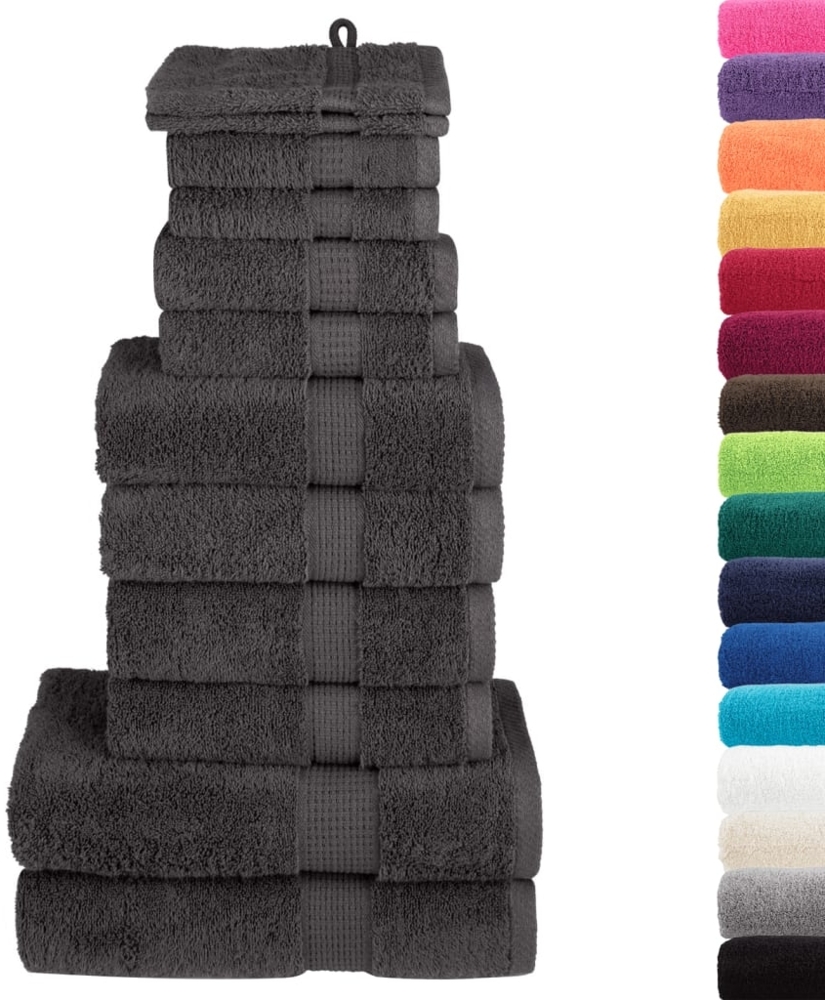 vidaXL 12 tlg. Premium-Handtuch-Set SOLUND Anthrazit 600 g/m² 137571 Bild 1