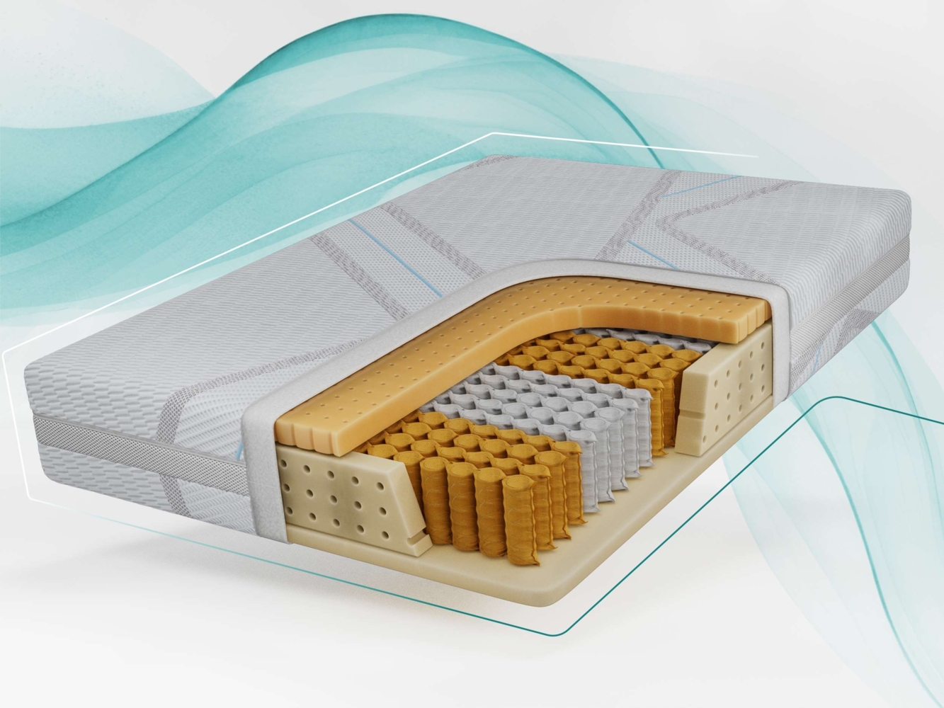 Taschenfederkernmatratze H3 – 7 Zonen Rollmatratze, abnehmbarer waschbarer Bezug, für Allergiker geeignet, Latex - 140 x 200 cm - TENE - LUX Bild 1