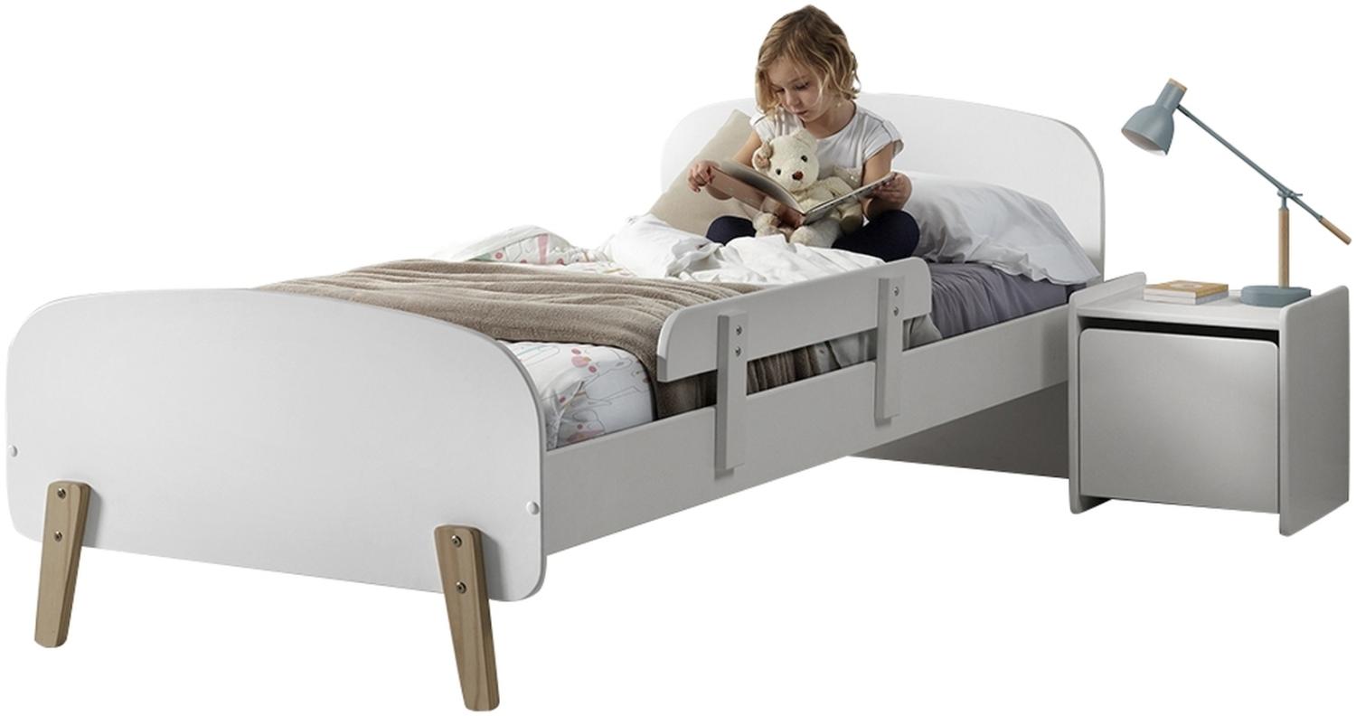 Kinderbett >KIDDY< in weiß aus Massiv Kiefer und MDF - 205,5x72,5x95cm (BxHxT) Bild 1