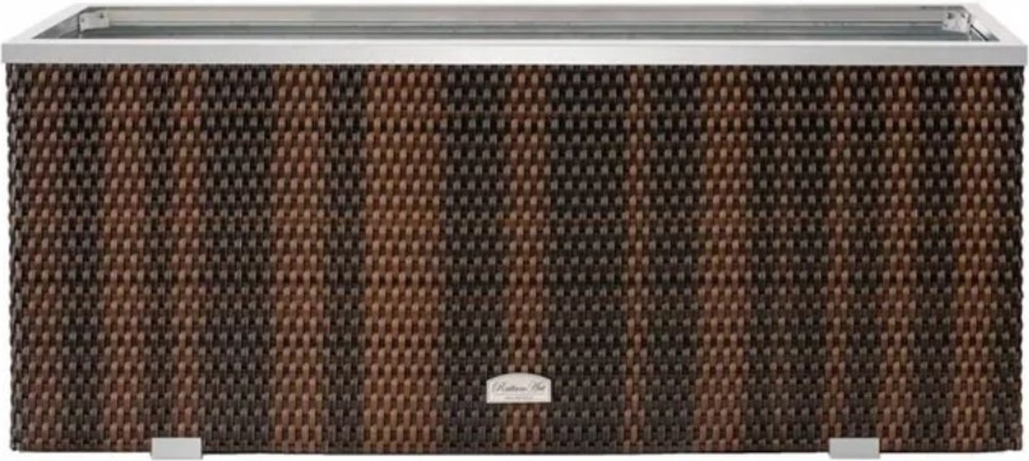 XL Polyrattan Alu Pflanzgefäß 98cm Pflanzkübel Blumentopf Blumenkübel Hochbeet Bild 1