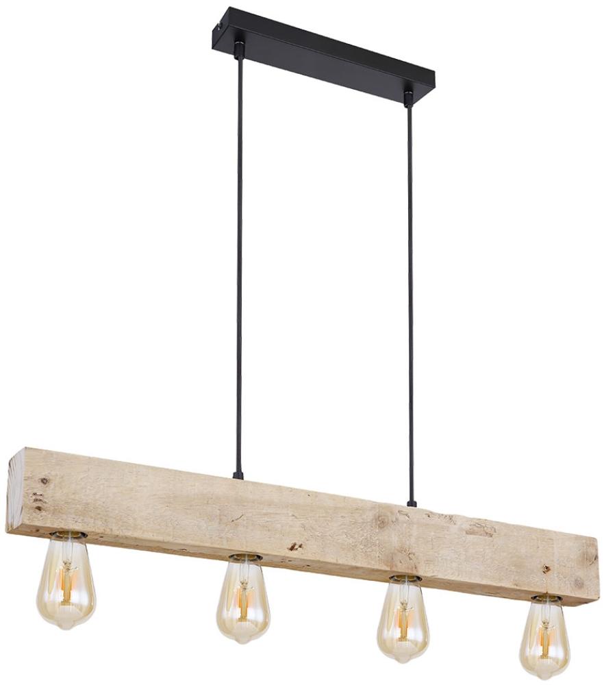 Hängeleuchte, Holz, schwarz, Metall, 4 flammig, H 120cm Bild 1