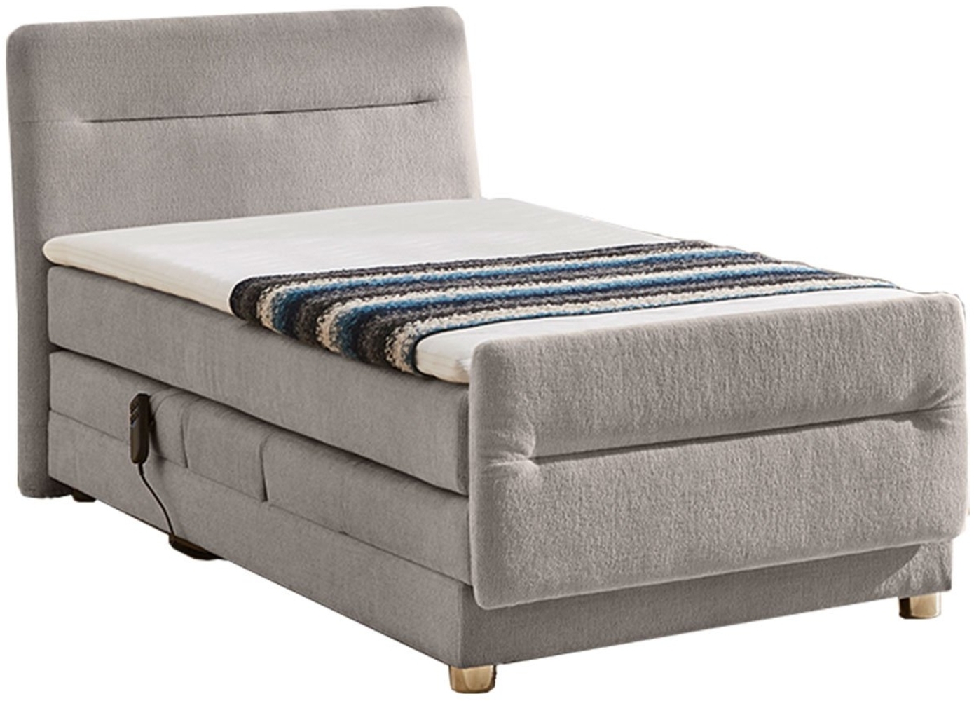 Boxspringbett Paros / Paola , Polyester, Stoff , Grau , 109 x 102 x 225 cm Bild 1