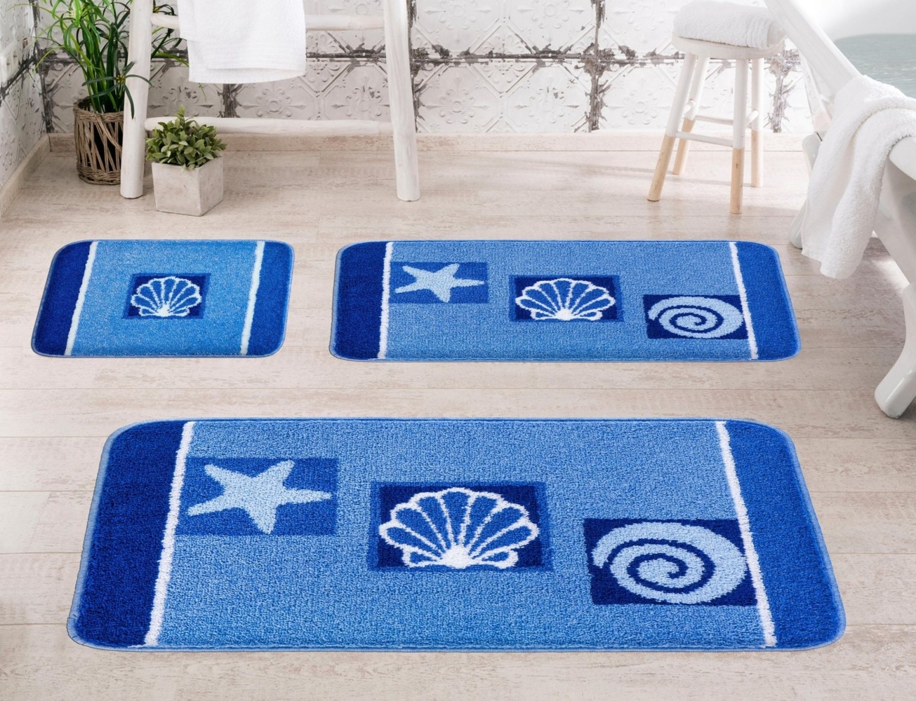 Linea Due AQUATICA Badteppich, 100% Polyacryl, sehr weich, Blau, 60x90 cm Bild 1